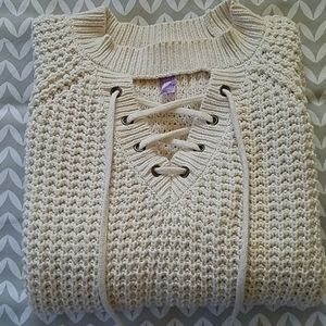 Chunky Knit Lace Up Sweater